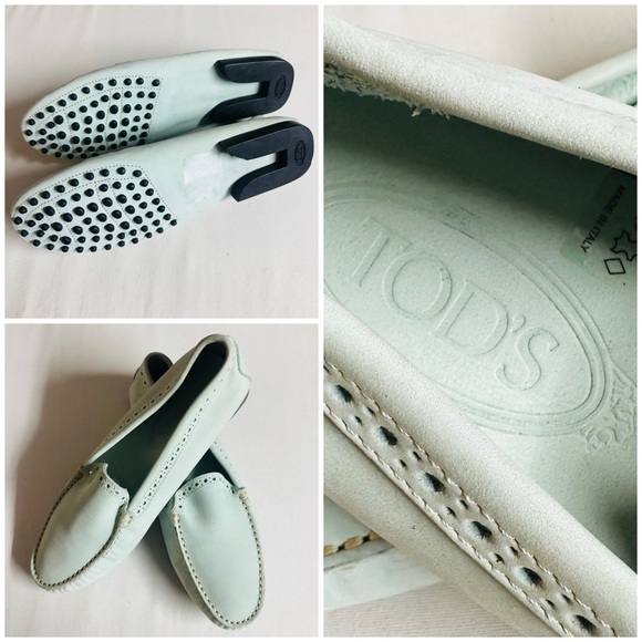 Tod's Shoes - Tod's *Damaged* Gommino Leather Driving Shoes Light Mint Green Black